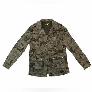 Gianna Bini Women’s Camo Utility Jacket‎ Army Green Zip Button Size Small